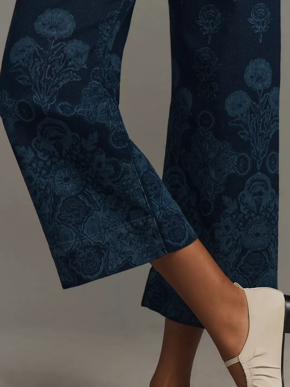 Maeve X Anthropologie The Colette Cropped Wide-Leg Jeans Denim Floral Print - Picture 11 of 16
